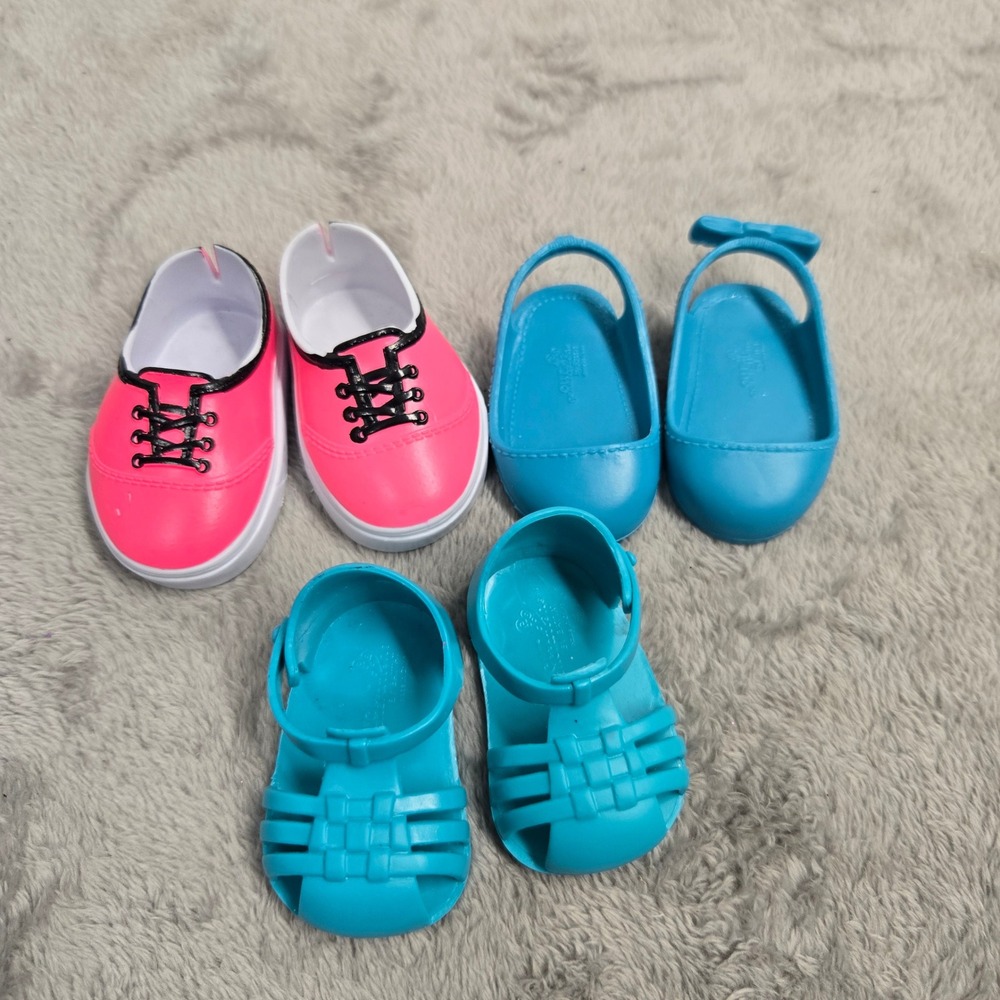 Our Generation Battat 18 Inch Doll Shoes 3 Pair Bundle Sneakers Sandals Flats